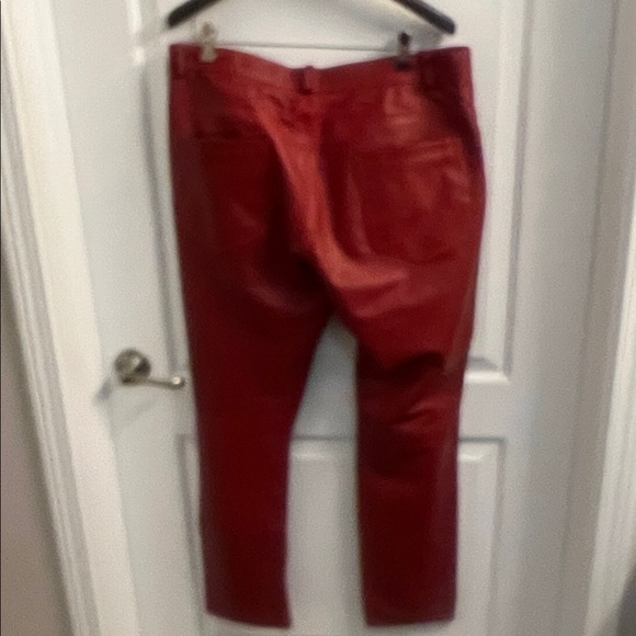 Ron Tomson Fiery Red Leather Trousers - Picture 11 of 11